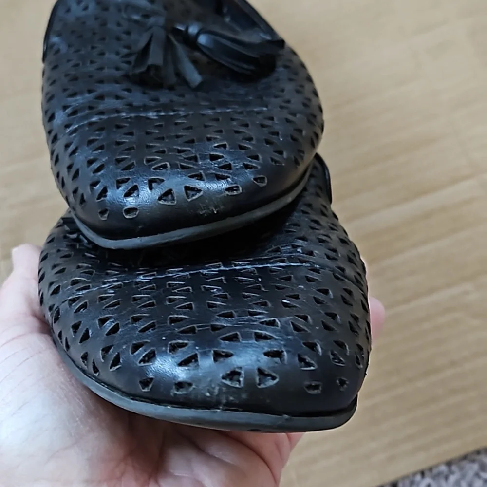 Patricia Nash Francesca black perforated tassel loafers-10 - Picture 11 of 11